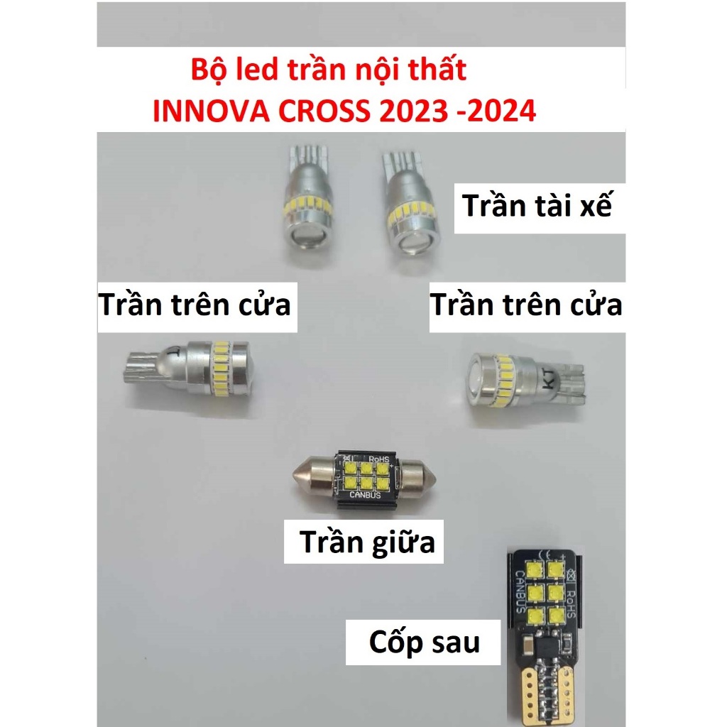 Bộ led nội thất Innova Cross 2023 2024 Led trần ô tô Innova Cross Hybrid  đèn led
