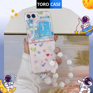 Ốp lưng Samsung Z FLip 6 Z Flip 5 Flip 4 Z Flip 3 ốp điện thoại trái tim có dây xách Z flip3 Z Flip4 Z flip5