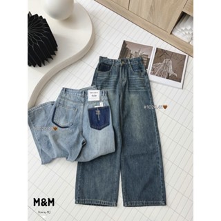  Quần jean nữ nấm lùn suông túi thêu Women dài 95cm M538 