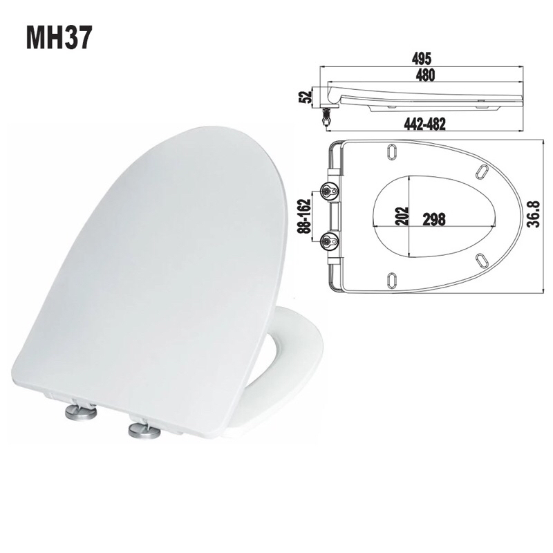 Nắp Bồn Cầu Liền Khối INAX thay thế cho C-504VAN, 514VAN, AC 700VAN,&710VAN -  Nắp Rơi Êm Nhựa Đúc Đ