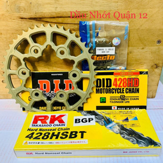 Yamaha Exciter 155 - Dĩa 46T Nhôm 7075 CNC - Nhông 14T Recto Chuẩn 428 + Sên DID 428HD - Sên RK 428HSB Black / Gold