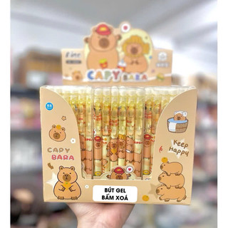 Hộp 12 cây Bút Gel Bấm Xóa Được Hình Cappy Bara Dễ Thương ngòi 0.5mm