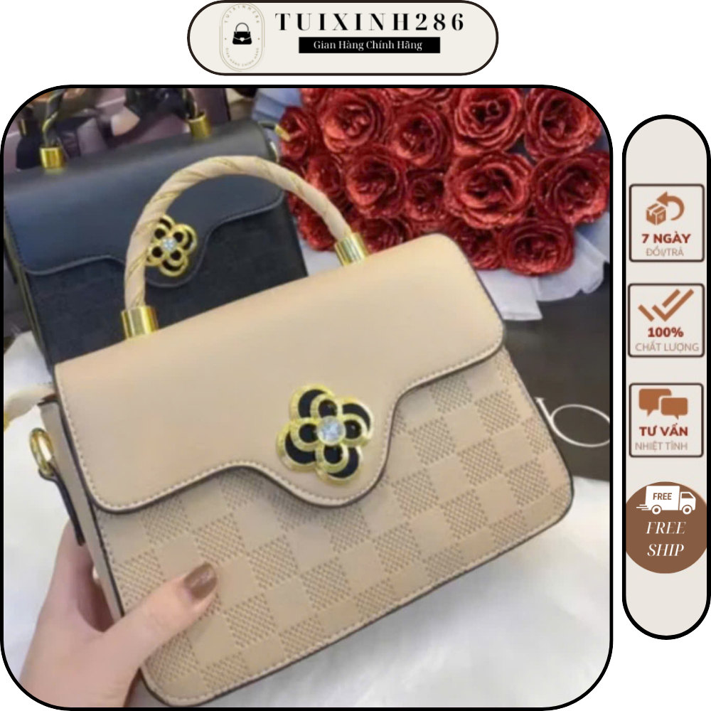 Túi xách nữ Cao Cấp khóa Hoa xoay Độc Đáo,nhiều ngăn. Hàng loại 1. Túi da 2 lớp. màu sắc đa dạng