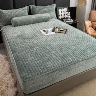 Bộ ga gối bọc nệm nỉ nhung trần bông nhập khẩu cao cấp, ga giường vỏ gối trần bông dày đặn mềm mịn