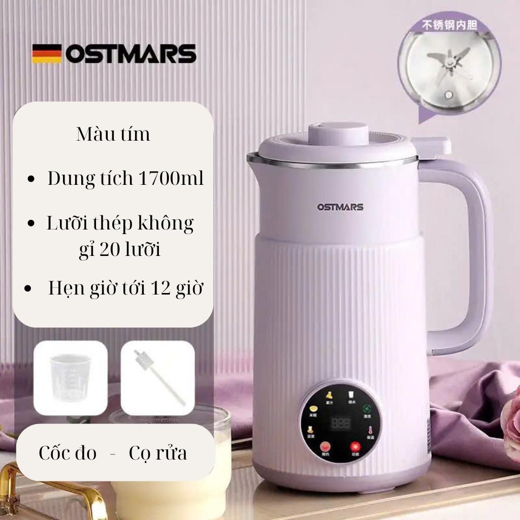 Máy sữa hạt chính hãng Ostmars 800ml dành cho trẻ em, gia đình đa chức năng