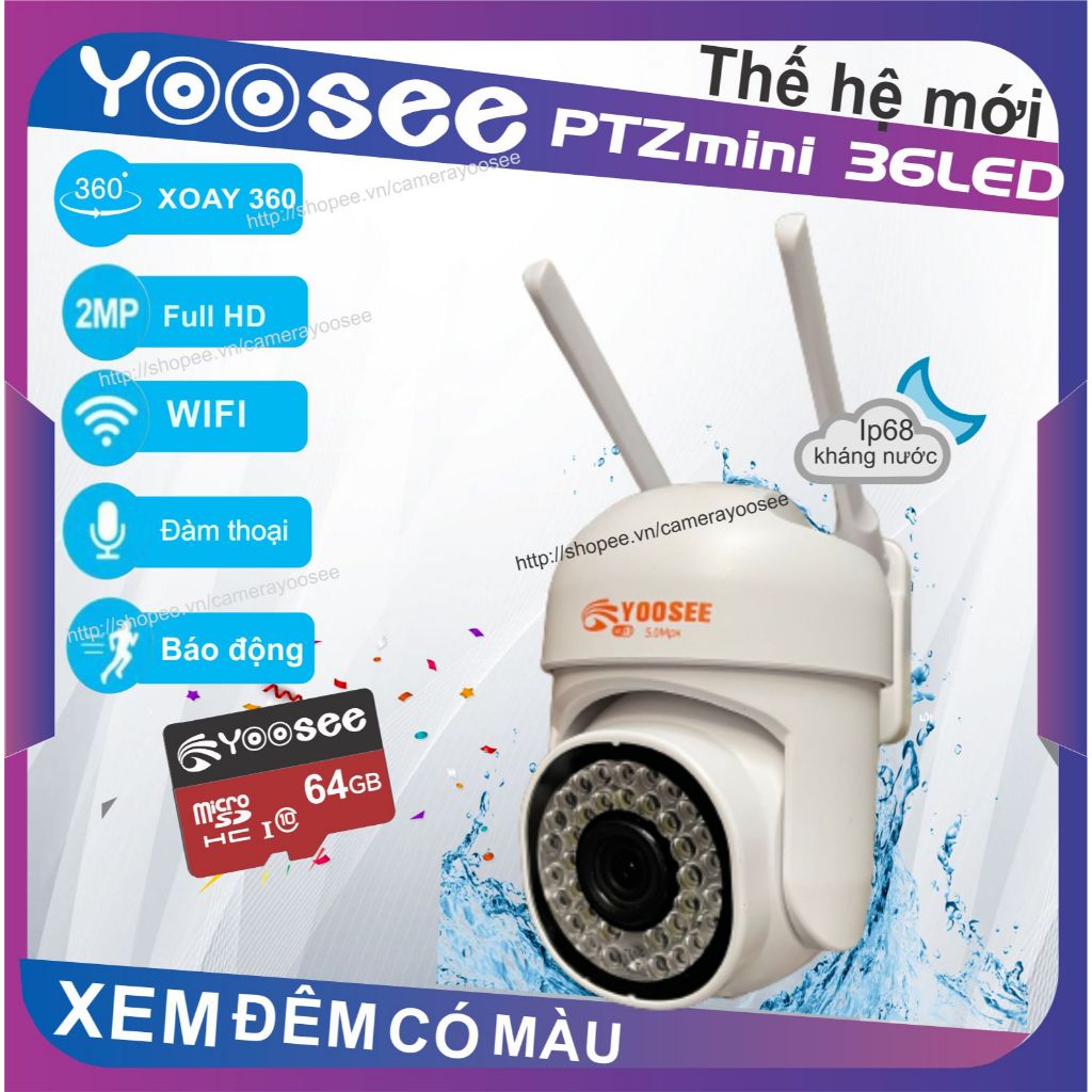 Camera IP YooSee PTZmini 36led - xem đêm có màu FullHD M36