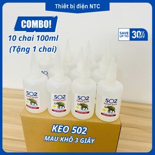  Combo 10 chai Keo 502 con voi loại tốt 100ml keo dán sắt  tặng thêm 1 chai  