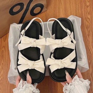 Giày Sandal nữ đế cao 4p phối nơ  phong cách Hàn Quốc quai siêu êm đi chơi đi học siêu HOT