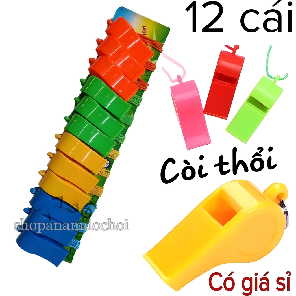 Set 12 cái còi thổi cho bé - có giá sỉ - còi thổi nhựa bán tại shopanamdochoi.com
