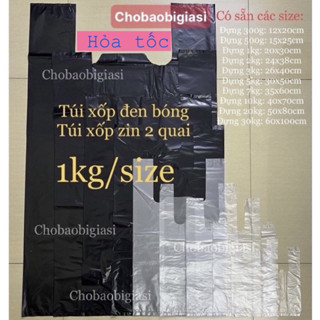 {1kg/size} Túi XỐP ZIN/ XỐP ĐEN bóng đẹp dày dặn, chắc chắn, túi zin hai quai không mùi đựng hàng, đóng gói (SP y hình).