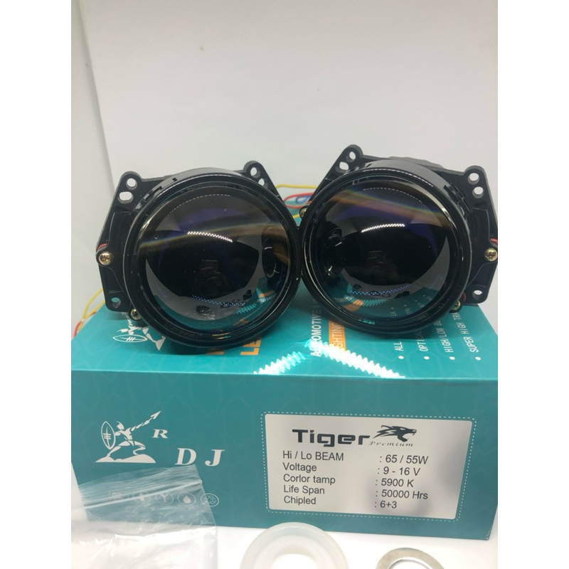 Đèn Bi led Lens Xạnh TIGER PREMIUM chuôi xoáy H4 H7 H11