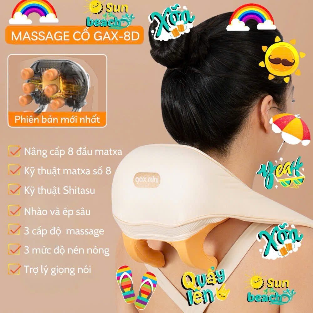 Máy Massage Cổ Vai Gáy Nhật Bản Cao Cấp GAX-8D Nâng Cấp 8 Đầu Xoa Bóp