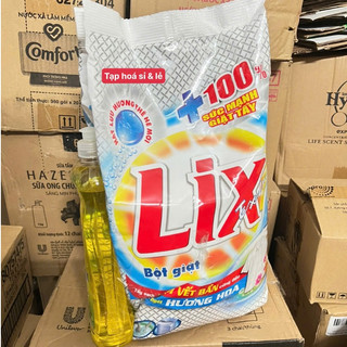 Bột giặt Lix Extra hương hoa 5.5kg tặng kèm nước rửa chén Lix