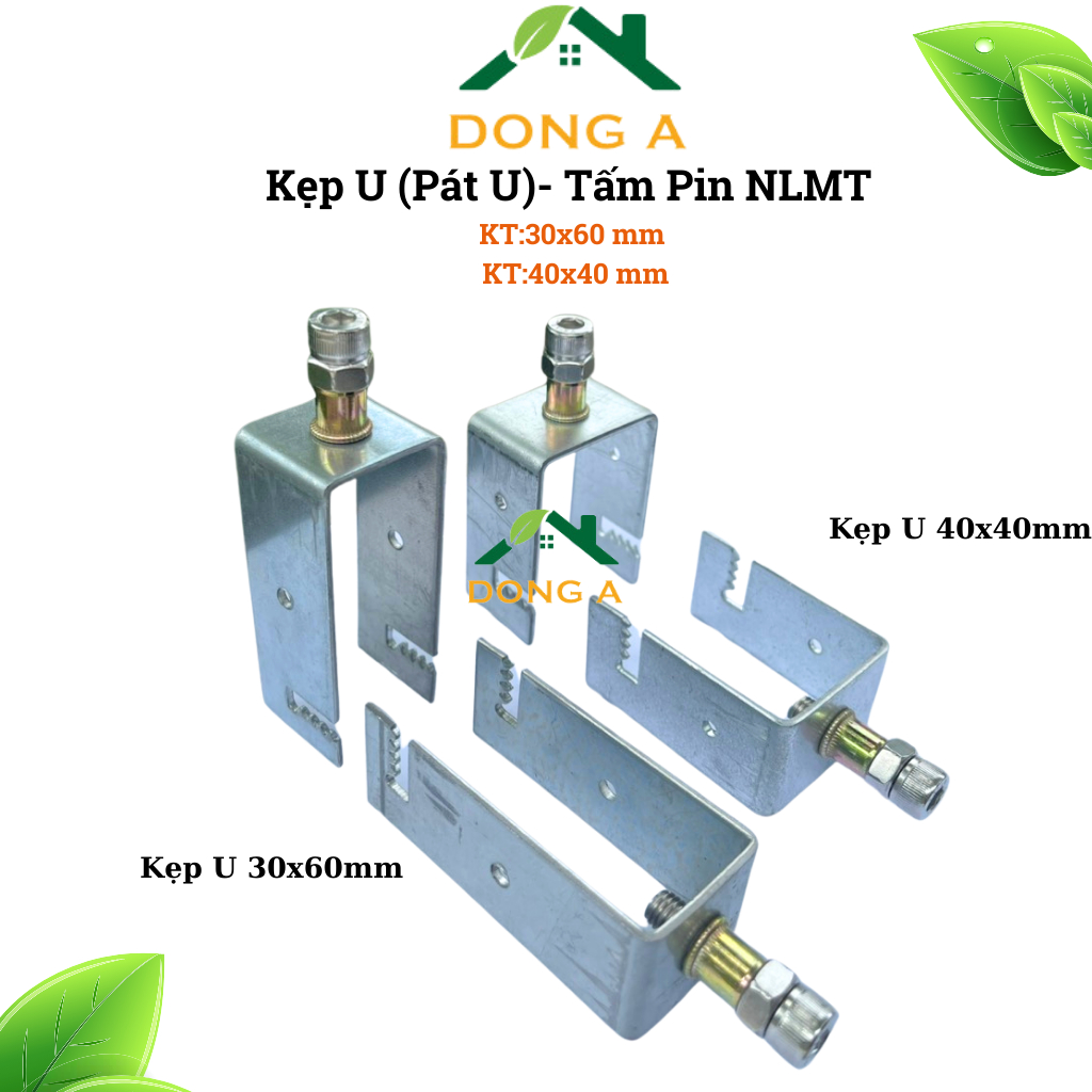 Kẹp U30x60, U40x40, U40x80 Lắp Pin Năng Lượng Mặt Trời | Pát U 30x60mm, 40x40mm Thép Mạ Kẽm Kẹp Dưới Tấm Pin NLMT_DA2