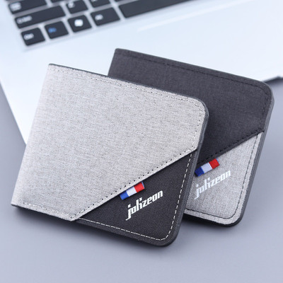 Ví vải canvas nhiều ngăn phối màu đen xám thời trang BAVY FASHION đựng ảnh đựng bằng lái xe VV01AB