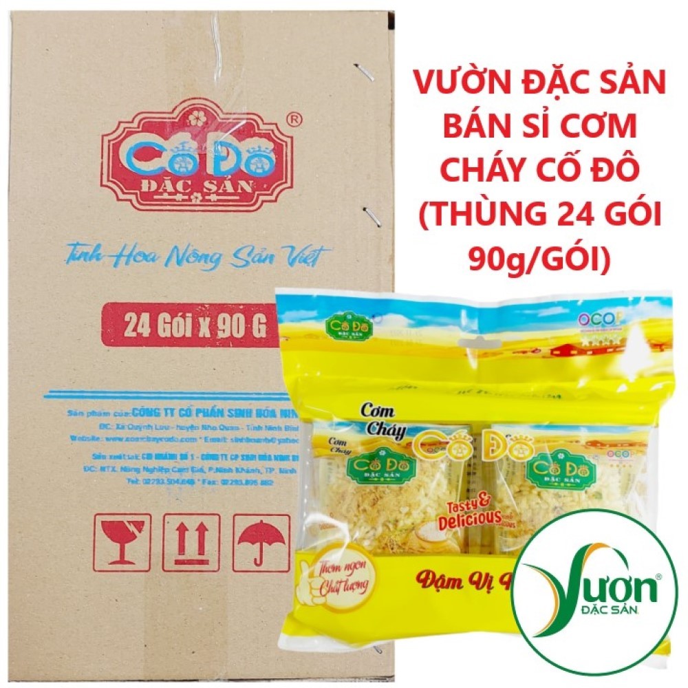(Bán sỉ) Cơm cháy Cố Đô (Thùng 24 gói 90g) cơm cháy chà bông đặc sản Ninh Bình - Vườn Đặc Sản