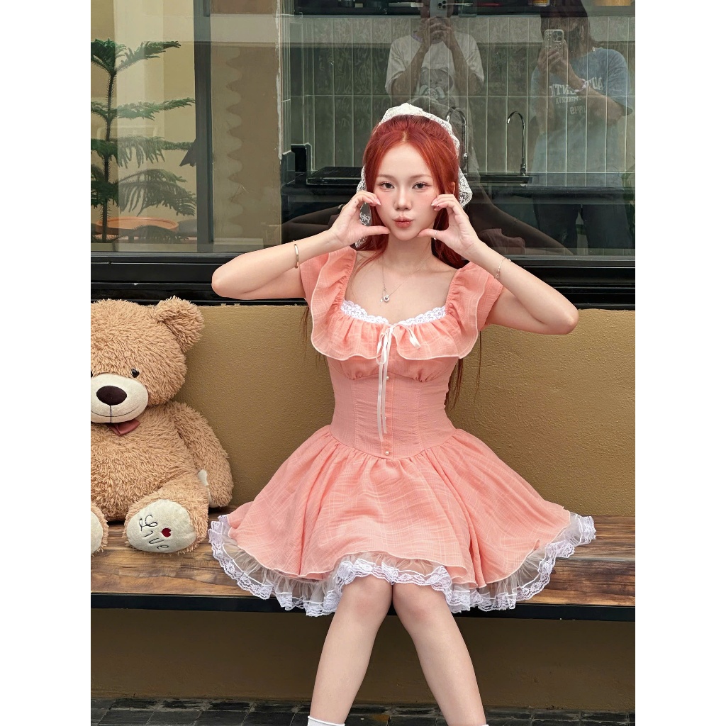 Váy Xòe Ngắn Tiểu Thư Tùng Phồng Phối Ren Baby Lolita HaLuuStore HH89 | BigBuy360 - bigbuy360.vn