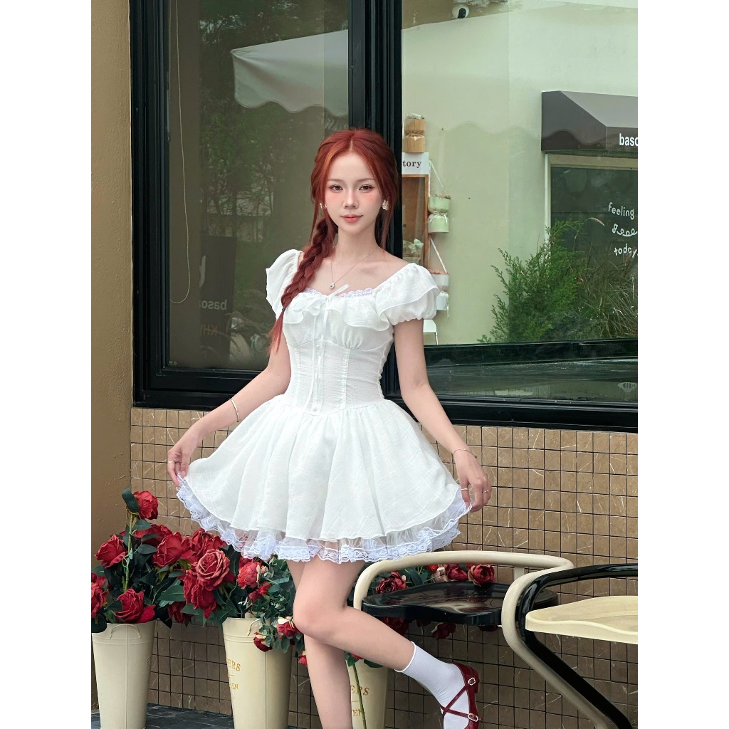 Váy Xòe Ngắn Tiểu Thư Tùng Phồng Phối Ren Baby Lolita HaLuuStore HH89 | BigBuy360 - bigbuy360.vn