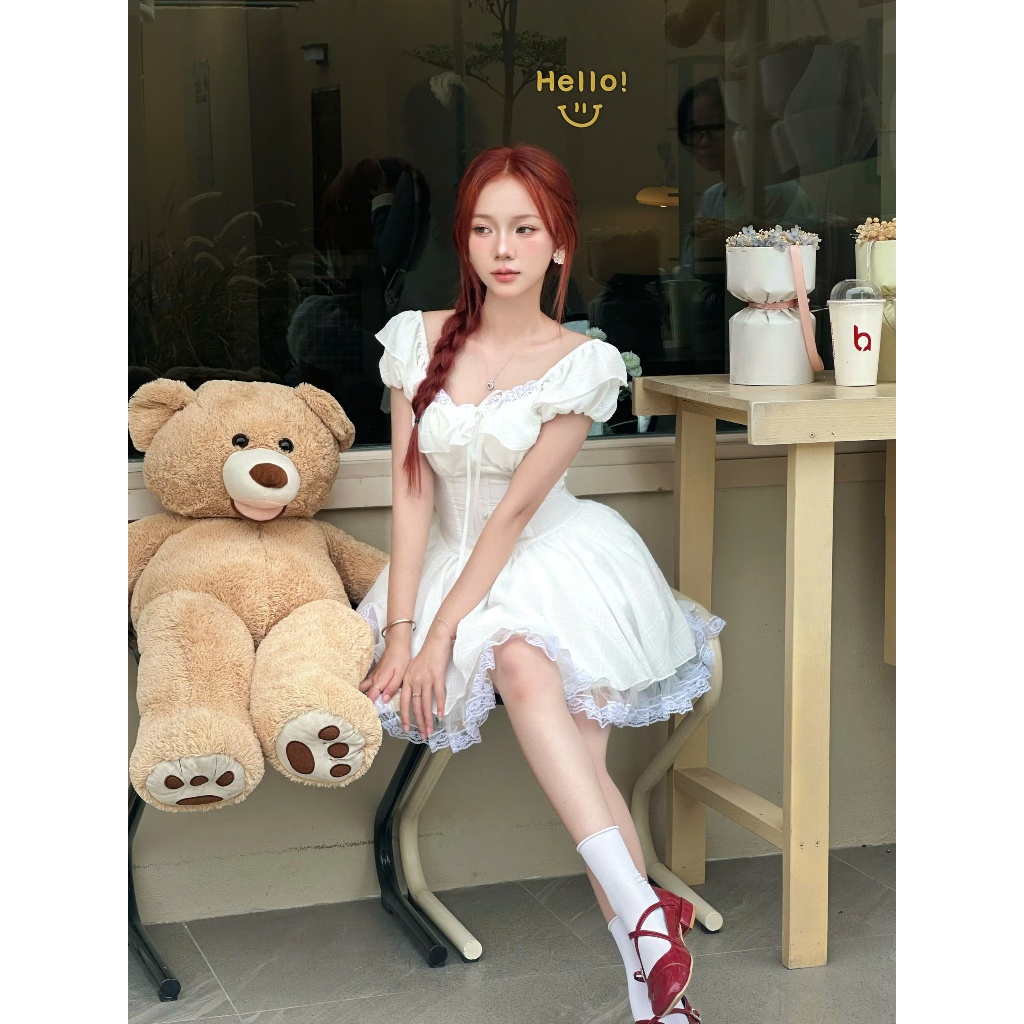 Váy Xòe Ngắn Tiểu Thư Tùng Phồng Phối Ren Baby Lolita HaLuuStore HH89 | BigBuy360 - bigbuy360.vn