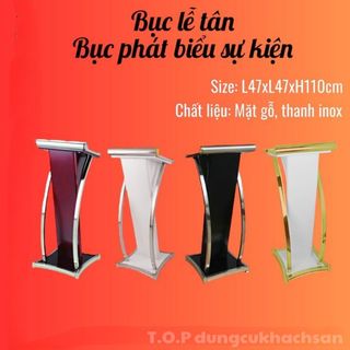  Bục phát biểu khung inox thân gỗ Bục đứng nói chuyện Bục thuyết trình gỗ viền inox 
