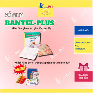  Thuốc Xổ Giun Cho Chó Mèo Lớn BIO RANTEL PLUS  Hộp 10 Viên  Thuốc Tẩy Giun Tròn & Sán Dây Trên Chó Mèo - Superpet 