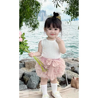   bụ bẫm bụng bự lấy lên size Sét váy tutu mềm màu hồng  tím  kèm áo cotton có thông hơi mát mẻ cho bé gái 5-18kg 