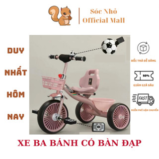 XE ĐẠP BA BÁNH CHO BÉ 1999 TỪ 2 - 5 TUỔI KHUNG THÉP YÊN DA CÓ GIỎ ĐỂ ĐỒ CHO BÉ