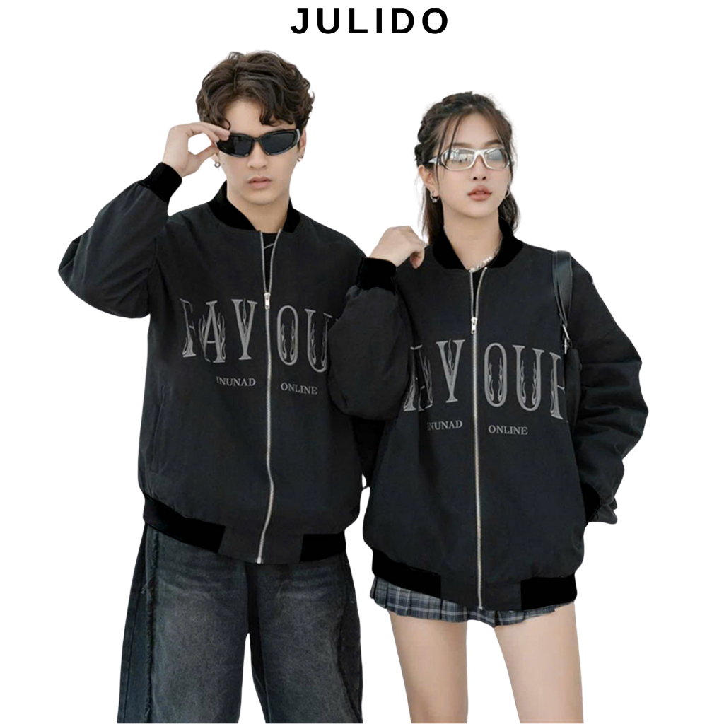 Bomber gió trần bông JULIDO trần bông ba lớp logo thêu