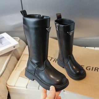  Giày bốt đùi bé gái - Bốt trơn khóa kéo chất da PU êm mềm đế chống trượt cho bé phong cách thời trang W003 