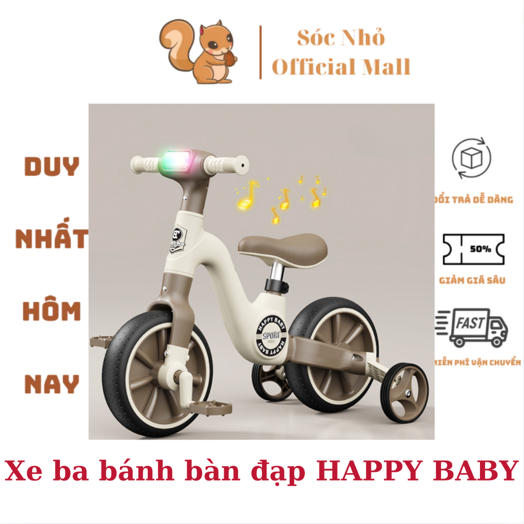 Xe đạp ba bánh chòi chân thăng bằng 188 BABY cho trẻ em đa năng 3in1 có đèn nhạc cao cấp