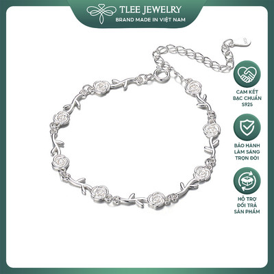 Lắc tay bạc nữ TLEE cánh hoa hồng nối tiếp nhỏ xinh TLEEJEWELRY LT0340