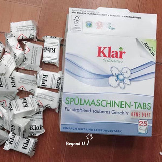 Viên rửa bát Klar (hộp 25 viên) - không mùi, dùng cho máy rửa bát