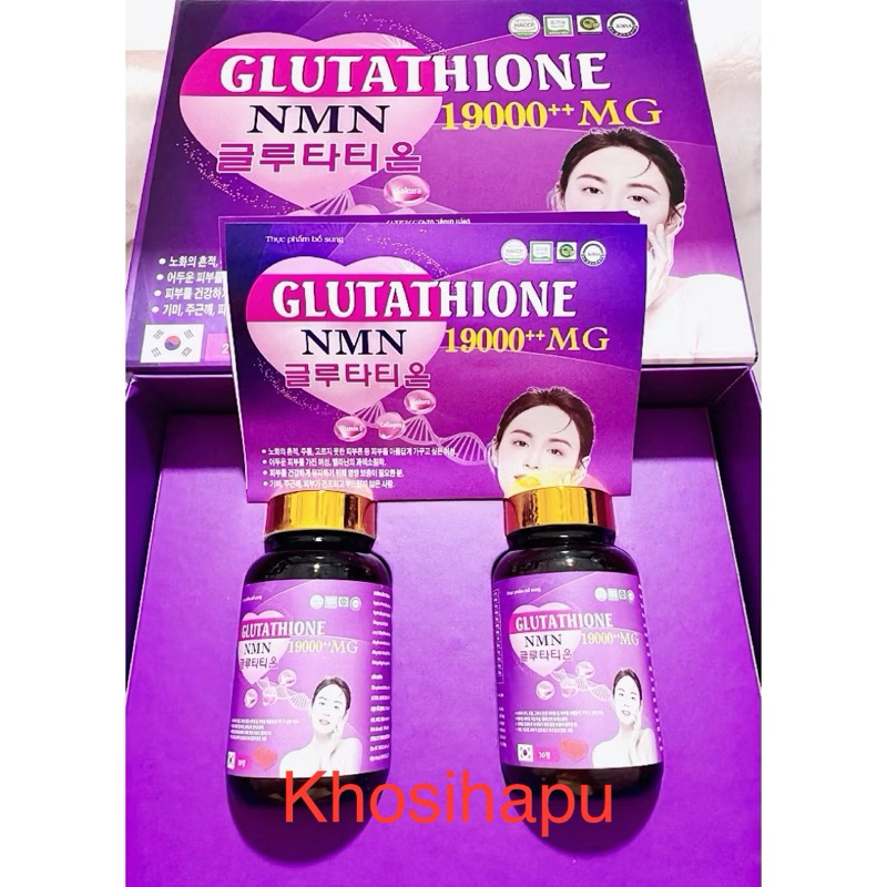 Set 2 lọ Kẹo Glutathione 19000mg NMN Collagen làm đẹp da trắng da cấp tốc giảm nám tàn nhang chống nhăn da lão hóa da