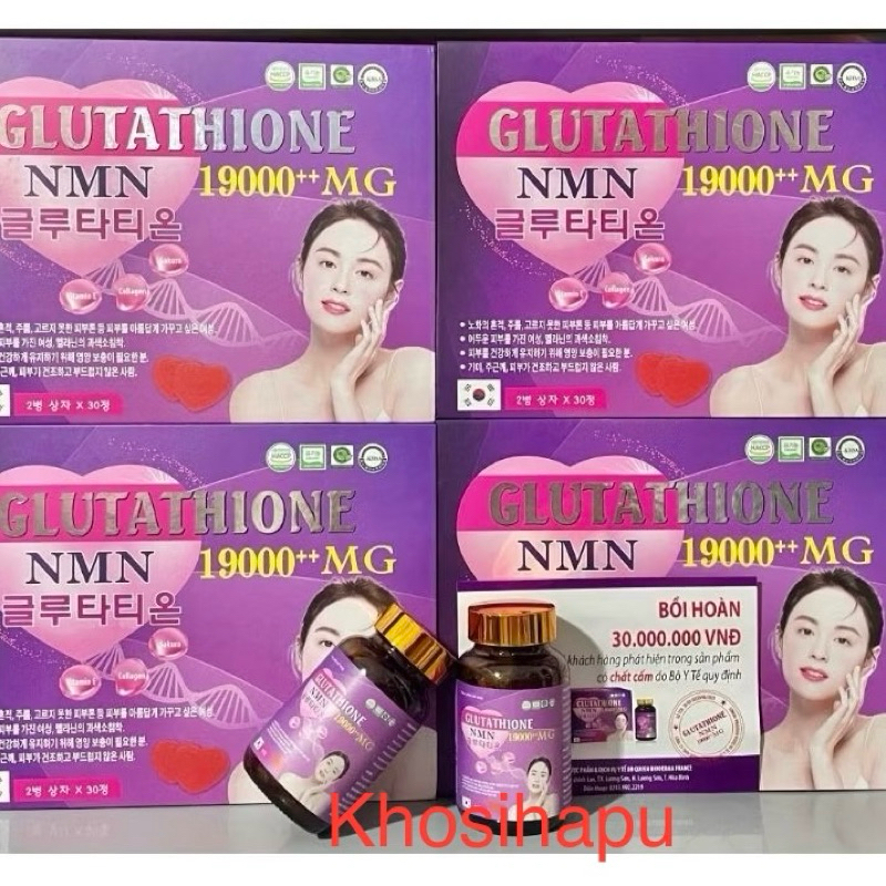 Set 2 lọ Kẹo Glutathione 19000mg NMN Collagen làm đẹp da trắng da cấp tốc giảm nám tàn nhang chống nhăn da lão hóa da