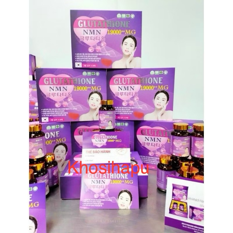 Set 2 lọ Kẹo Glutathione 19000mg NMN Collagen làm đẹp da trắng da cấp tốc giảm nám tàn nhang chống nhăn da lão hóa da