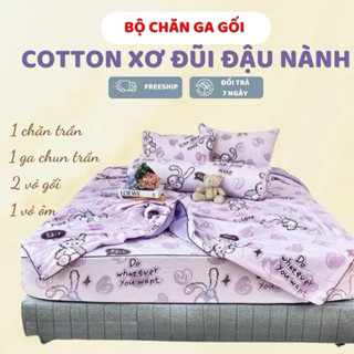 Bộ chăn ga gối 5 món trần bông Moon Decor chất cotton xơ đũi đậu nành mềm mại thoáng mát thấm hút mồ hôi