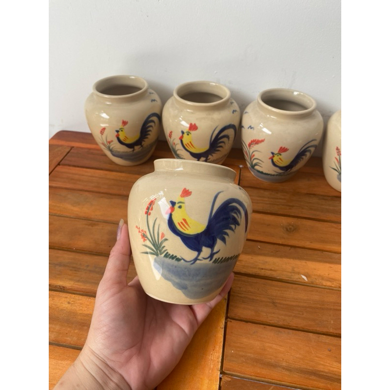 Lu uống nước, lu bia hoạ tiết con gà - nhiều màu