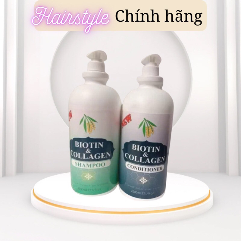 Cặp Dầu Gội Và Xả Biotin Colagen Phục Hồi Tóc Hư Tổn 2000ml