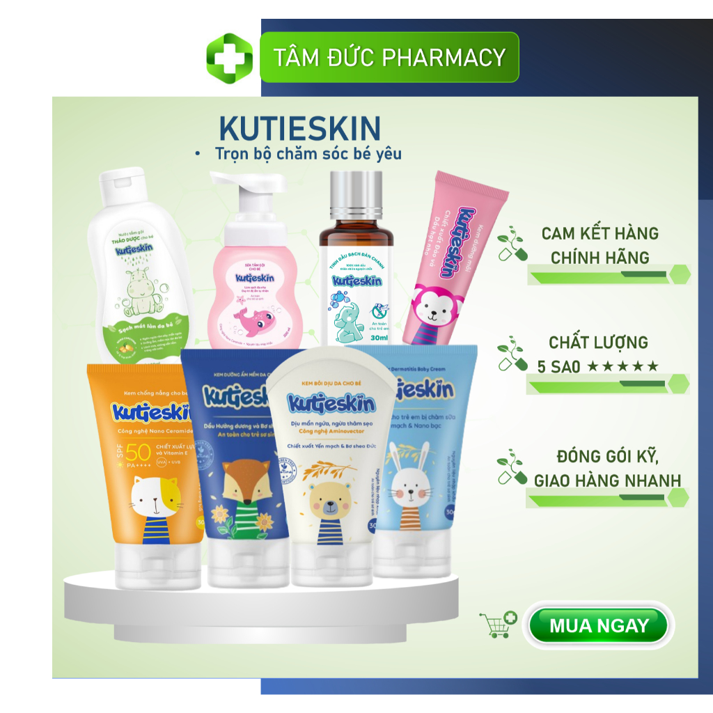 KUTIESKIN (Đủ loại) - kem bôi dưỡng ẩm/ chàm sữa/ ngứa, hăm, chống nắng cho bé [kutiskin, kutiekin, 