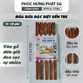  Đũa Gỗ Dừa Bến Tre – Loại Đặc Biệt Bền Đẹp Vỉ 10 Đôi Dài 24cm Tự Nhiên An Toàn 