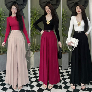 QUẦN DÀI 105CM ỐNG RỘNG SUÔNG XẾP KIỂU LY CÓ DÂY KÉO CÓ 2 TÚI DỌC