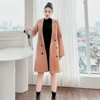 Áo khoác manto dạ ép nữ MOON ESSENCE style Hàn Quốc dáng dài 2 lớp và 1 lớp