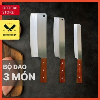 Bộ dao 3 món chặt, thái, gọt hoa quả - Dao Đa Sỹ - thép Nhật trắng không gỉ