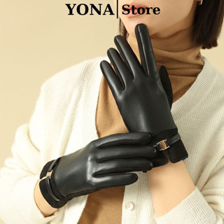  Găng tay da nữ mùa đông YONA bao tay nam nữ lót nỉ thời trang giữ ấm cao cấp chống nước 