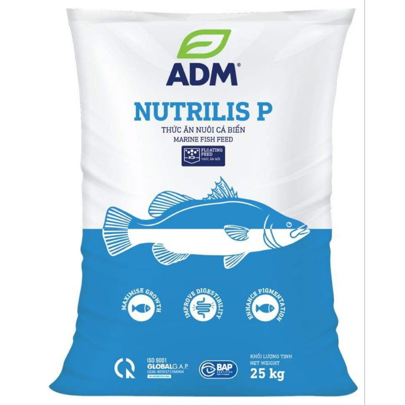 1kg cám ADM Nutrilis P (43% Protein) viên 2mm- 4mm-5mm-7mm ( Hạt Nổi ) cho các loại cá Koi, cá vàng,