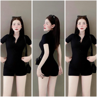 jumpsuits đùi tay ngắn cổ trụ  phối nút bigsize 40-120kg
