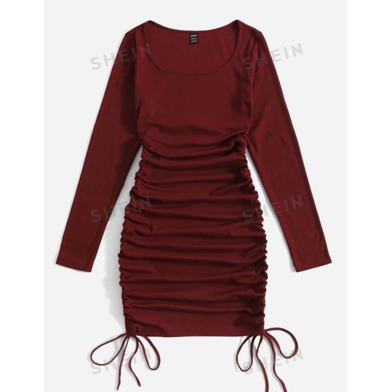 đầm body rút dây 2 bên cổ vuông tay dài bigsize 40-120kg