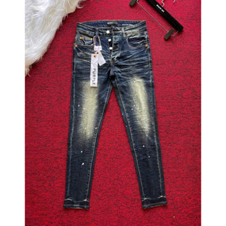 Quần jean bò nam Purple giặt loang xanh rêu vân sóng vảy sơn trắng xung quanh gấu màu đậm treo tem mác lụa cao cấp