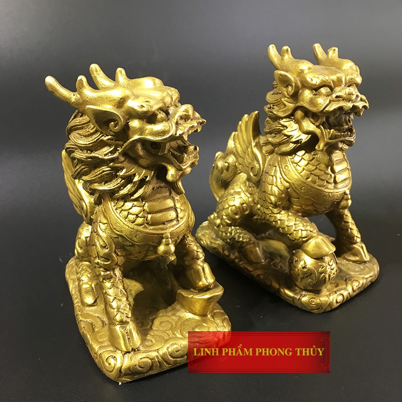 Cặp kỳ lân đồng nguyên chất cỡ Trung