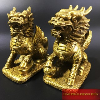 Cặp kỳ lân đồng nguyên chất cỡ Trung